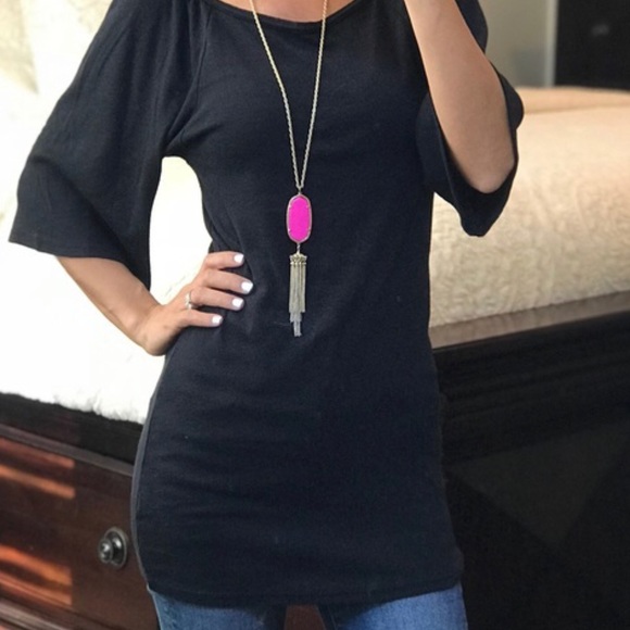 Michael Stars long black tunic top - Picture 6 of 7